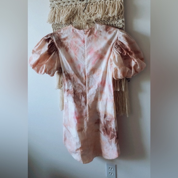 A.L.C. Jess Tie Dye Mini Dress Puff Sleeves Size 0 Pink - Picture 5 of 5